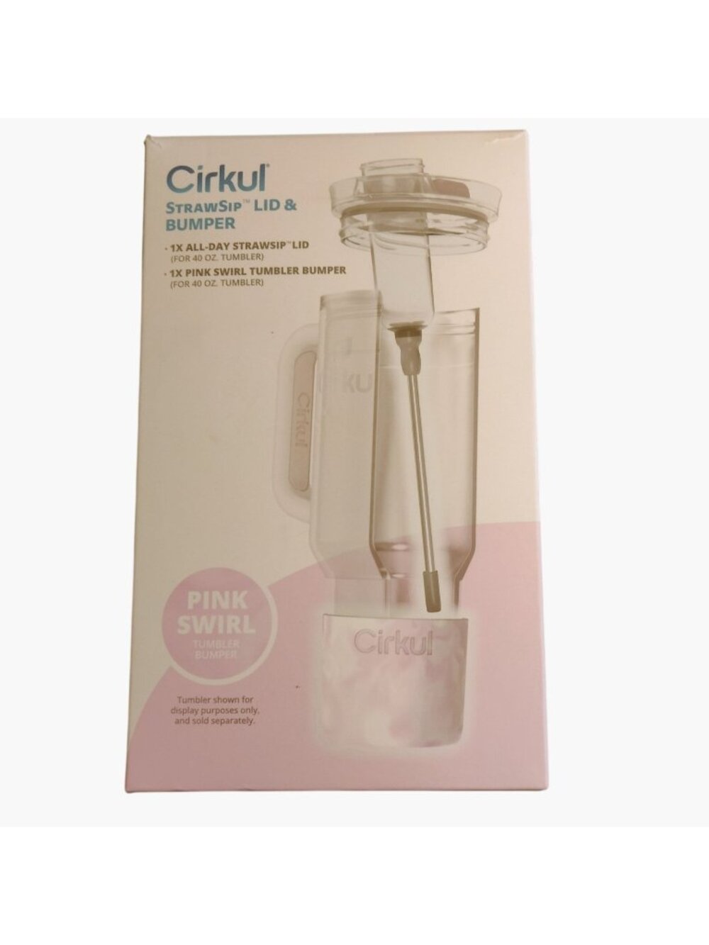 Cirkul StrawSip Lid Pink Swirl Tumbler Bumper For 40 Oz Tumblers New